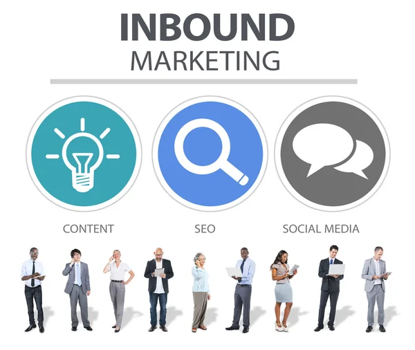 Inbound, Marketing, Content, Social Media Konzept — Stockfoto