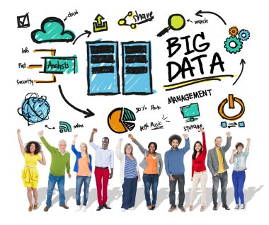 Çeşitlilik insanların büyük veri yönetimi takım çalışması kutlama Concep