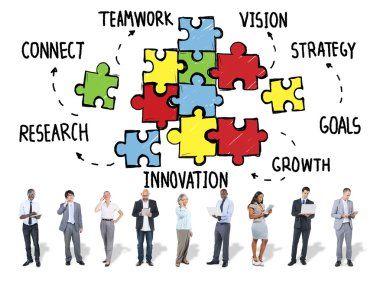Teamwork, Connection Strategy, Partnership and Support Puzzle