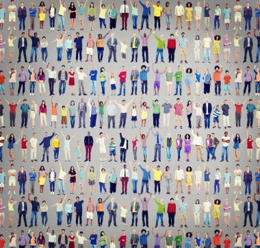 Casual çok ırklı insanlar beraberlik ve kutlama kavramı