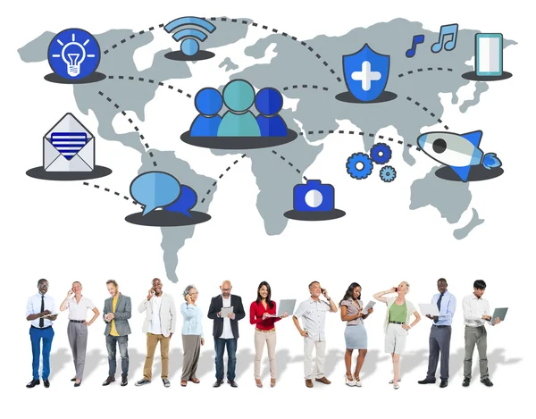 Sociaal netwerk, delen, wereldwijde communicatie, verbinding — Stockfoto
