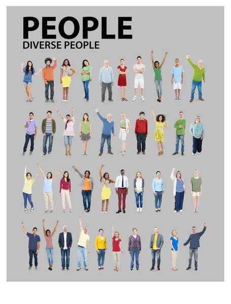 Group of People Diversity Standing with Arms Raised — Stock Photo, Image