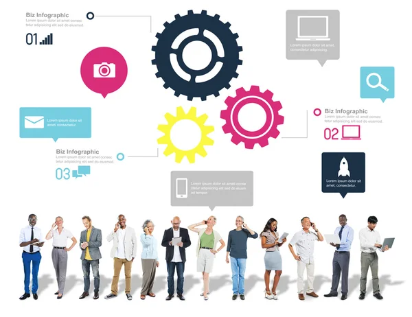 Teamwork, functionaliteit, technologie en Business — Stockfoto