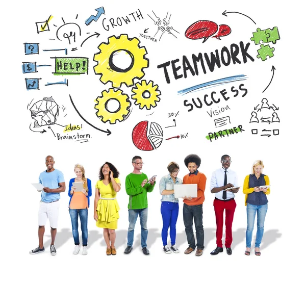 Teamwork, Collaboration and Technology Concept — Stock Photo, Image