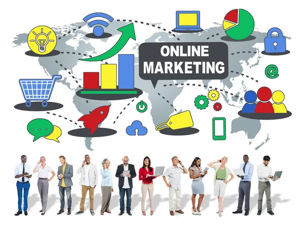 Marketingu online, koncepcja strategii globalnego biznesu — Zdjęcie stockowe