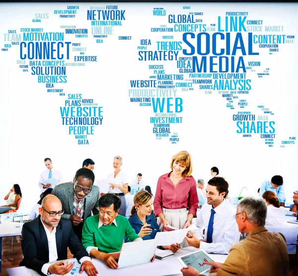 Social Media en Internet-verbinding, Global Communications — Stockfoto