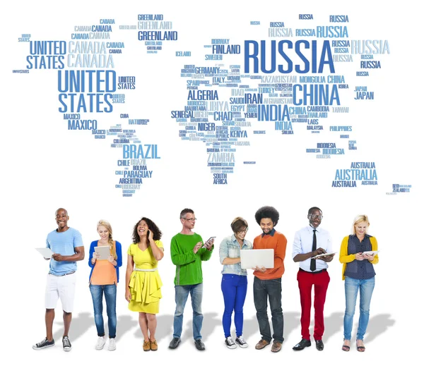 Koncepce Globalizace Skupiny Lidí Ruska Globální Světová Mezinárodní Země — Stock fotografie
