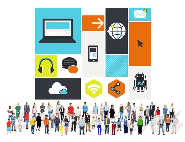 Diverse people and Cloud Computing — Stock Photo, Image