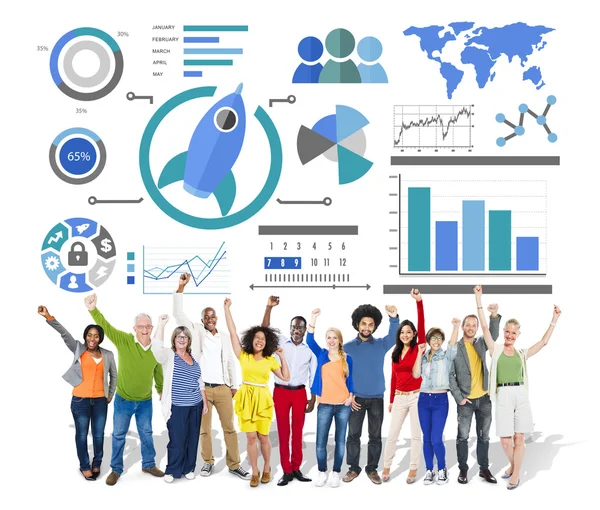 Business Charts und Teamwork-Konzept — Stockfoto