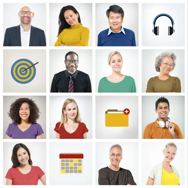 Faces da diversidade, conceito comunitário — Fotografia de Stock