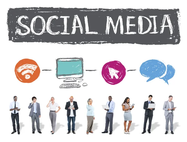 Social Media Connection, Communication Technology, Network Concept — Stock Photo, Image