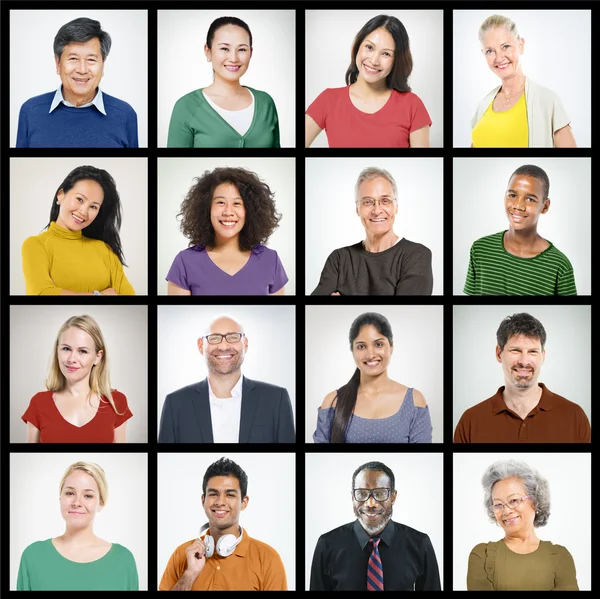 Diversiteit van mensen gezichten, portret, Gemeenschap — Stockfoto