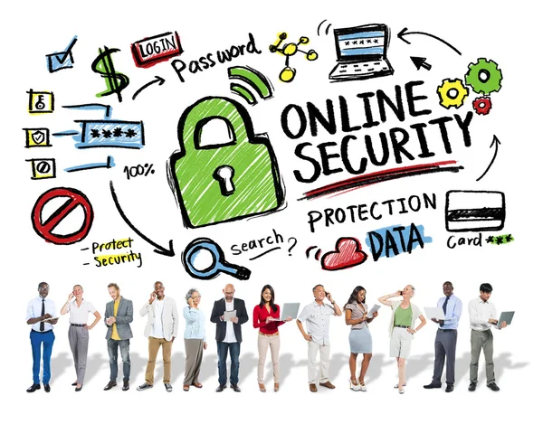 Online Security Protection, Internet, Safety, Business Technology — стокове фото