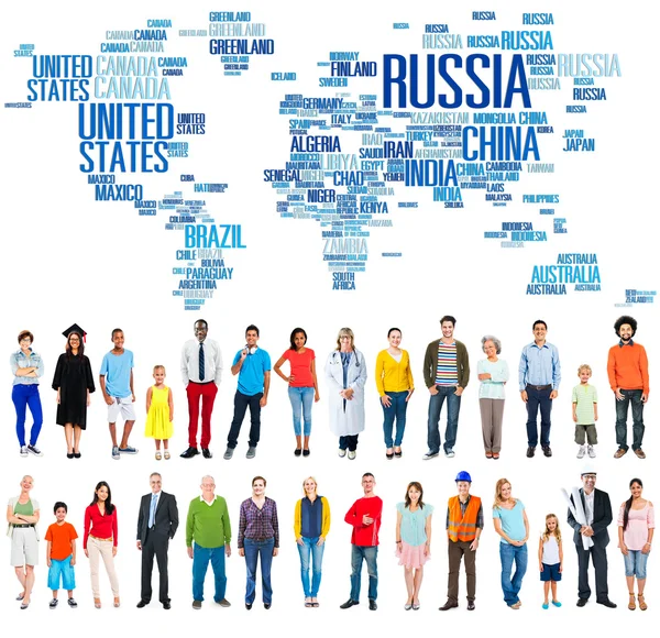 多種多様な人々 とロシア グローバル世界国際国グローバル コンセプト — ストック写真