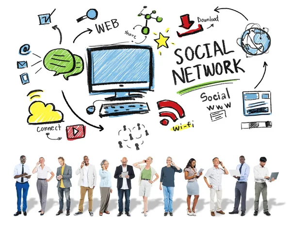 Group of people and Social Network — Stock Photo, Image