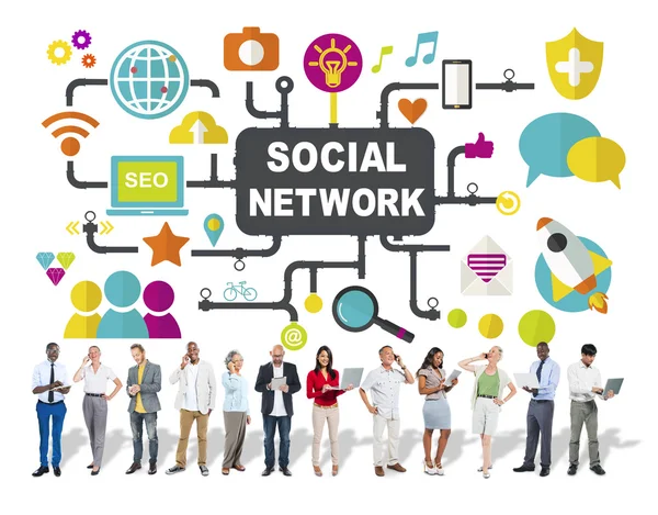 Social Media e Social Networking, Connessione — Foto Stock