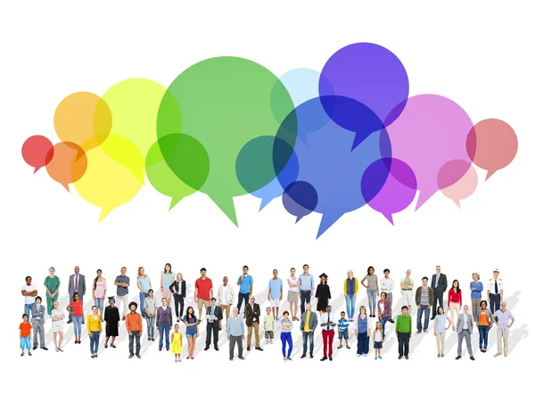 Multiethnic People with Speech Bubbles — Stock Photo, Image