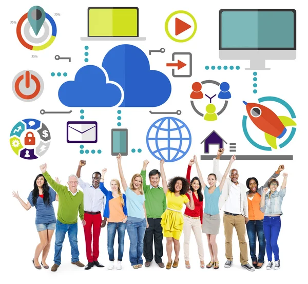 Big Data Sharing, Online och Global kommunikation koncept — Stockfoto