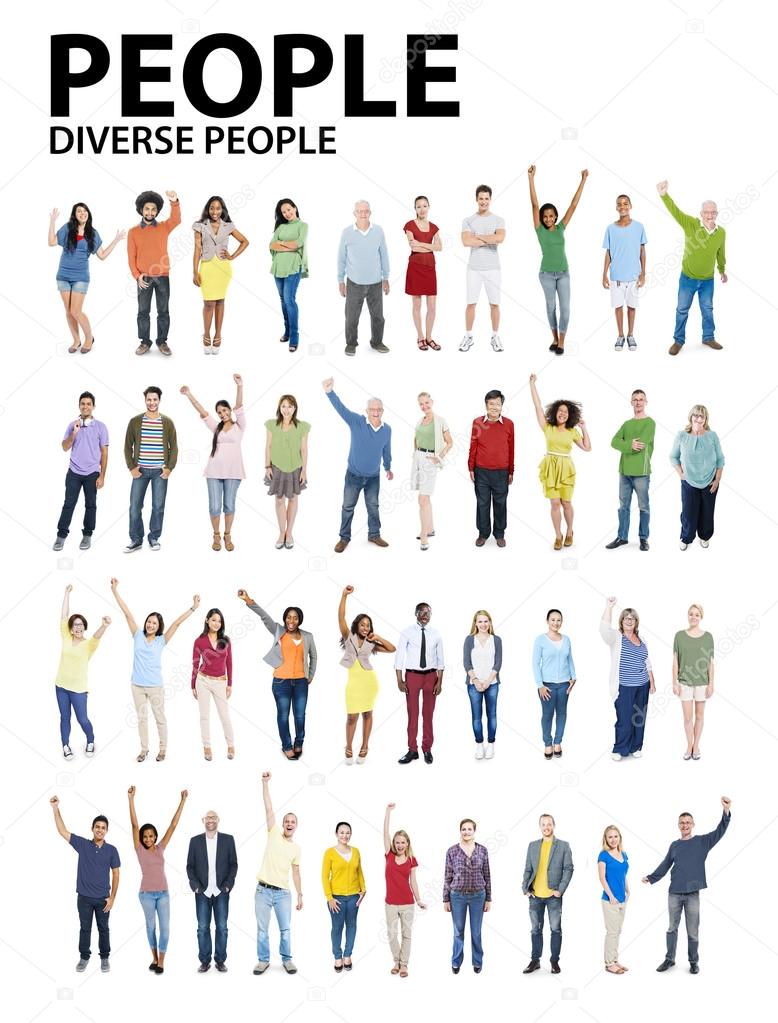 Group of People Diversity Standing with Arms Raised