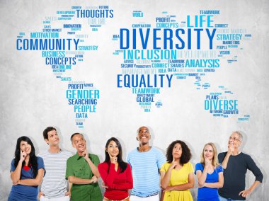 group of people thinking and Diversity Community clipart