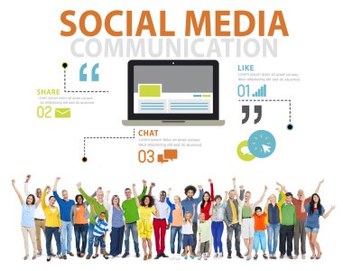 bir grup insan ve sosyal medya kavramı
