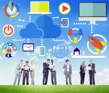 İş adamları küresel iletişim tartışma