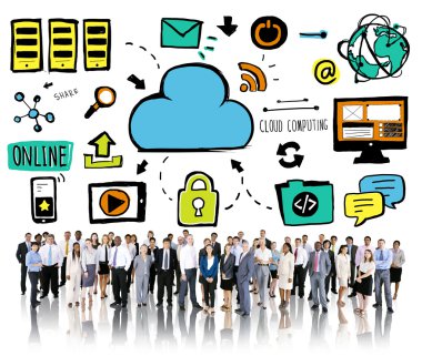 iş adamları ve bulut bilgisayar kavramı