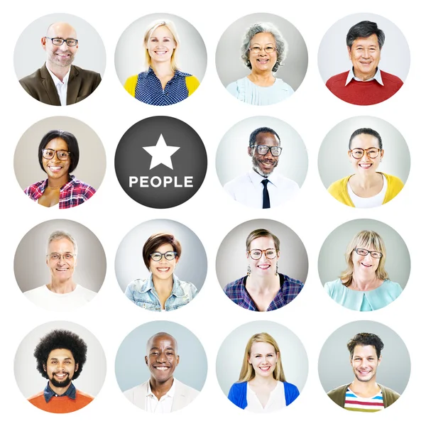Portrait of Diverse People and People Text — Stock Photo, Image