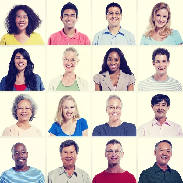 Diversidad, grupo de retratos de personas, comunidad y felicidad —  Fotos de Stock