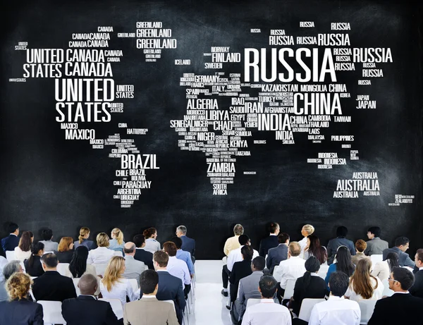 Diversas Personas Seminario Sobre Rusia Global World International Countries Globalization — Foto de Stock