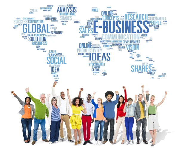 Personas con E-Business Global Business Concept —  Fotos de Stock