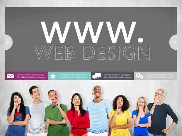 Pessoas diversas e Www Web Design — Fotografia de Stock