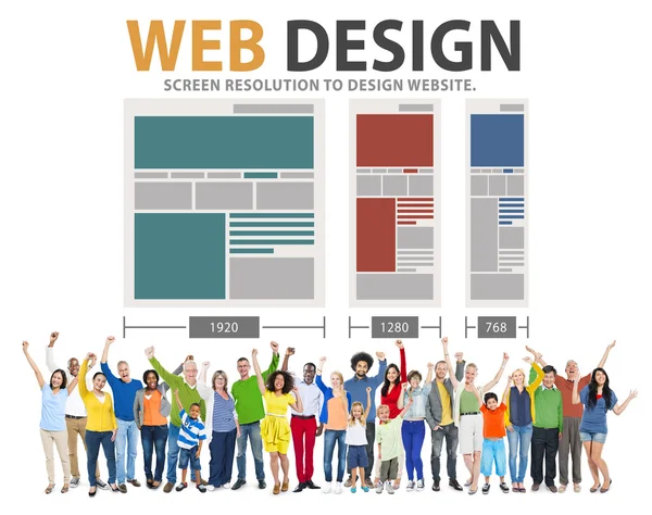 Diversas personas y Diseño Web —  Fotos de Stock