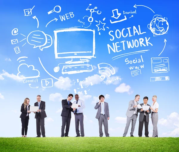 Persone d'affari e Social Network — Foto Stock