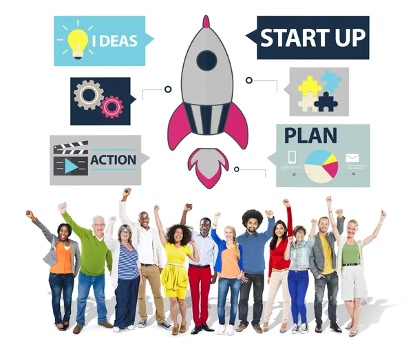 Gruppo di persone e Startup Innovation Concept — Foto Stock