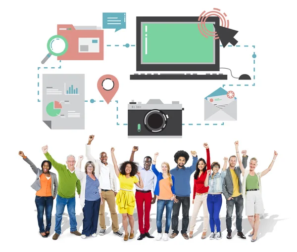 Technologie en sociaal netwerk Concept — Stockfoto