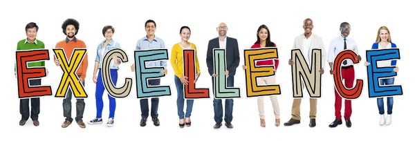 Gruppe von Menschen mit Briefen Exzellenz — Stockfoto