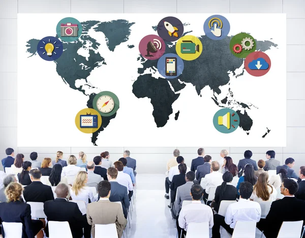 People at seminar about Global Media — Stock Photo, Image