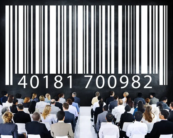 Diverse Menschen und Barcode — Stockfoto