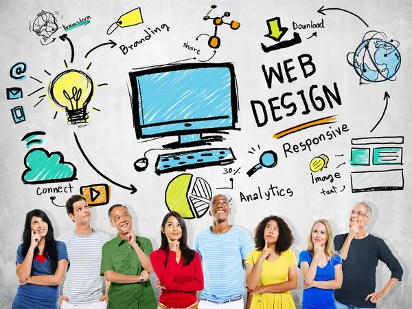 Diverse people and Webdesign — Stock Photo, Image