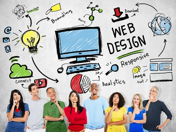Diverse mensen en Webdesign — Stockfoto
