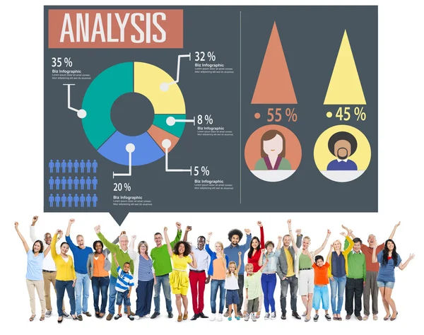 Різноманітність Люди та аналіз Концепція маркетингу — стокове фото