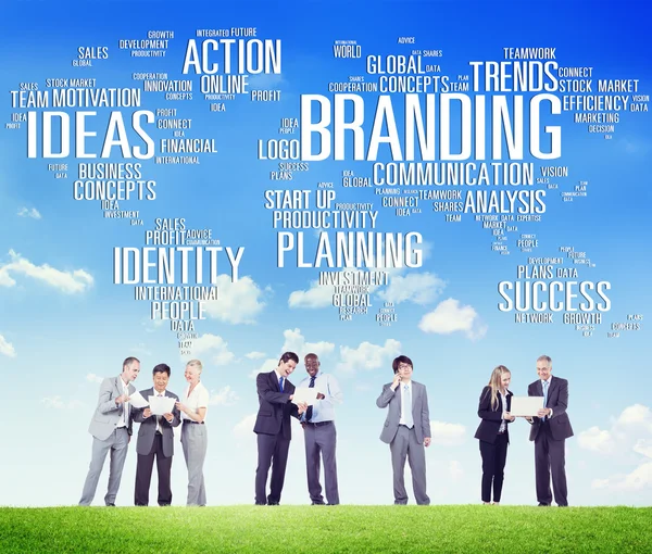 Business people and Branding World Global — Stock Photo, Image