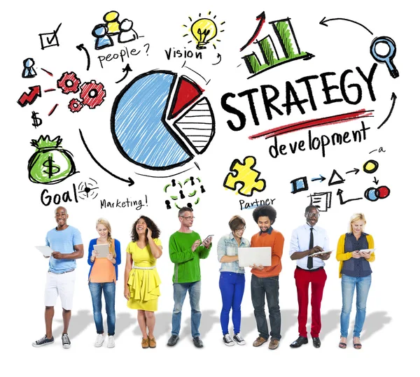 Strateji geliştirme ve pazarlama kavramı — Stok fotoğraf
