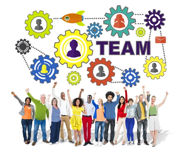 Diverse people Gear Corporate Team Concept — Stock Photo, Image