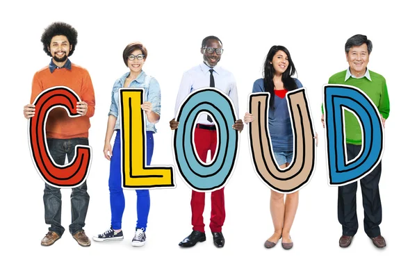 Grupo de personas sosteniendo Word Cloud —  Fotos de Stock