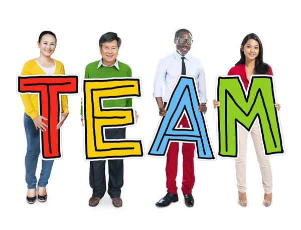 Diversiteit van mensen die Word Team — Stockfoto