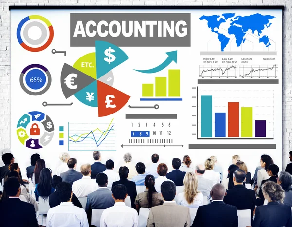 Diverse people and Accounting Analysis — Stock Photo, Image