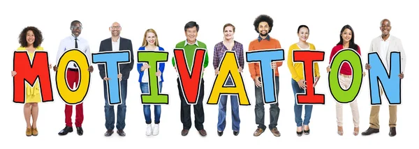 People Standing Holding Motivation Word — Stock Photo, Image