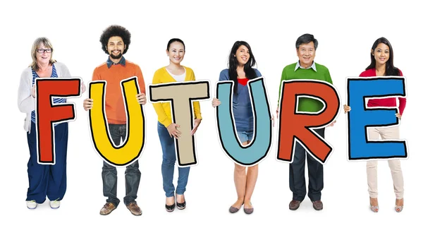 Gruppo di persone che detengono Word Future — Foto Stock